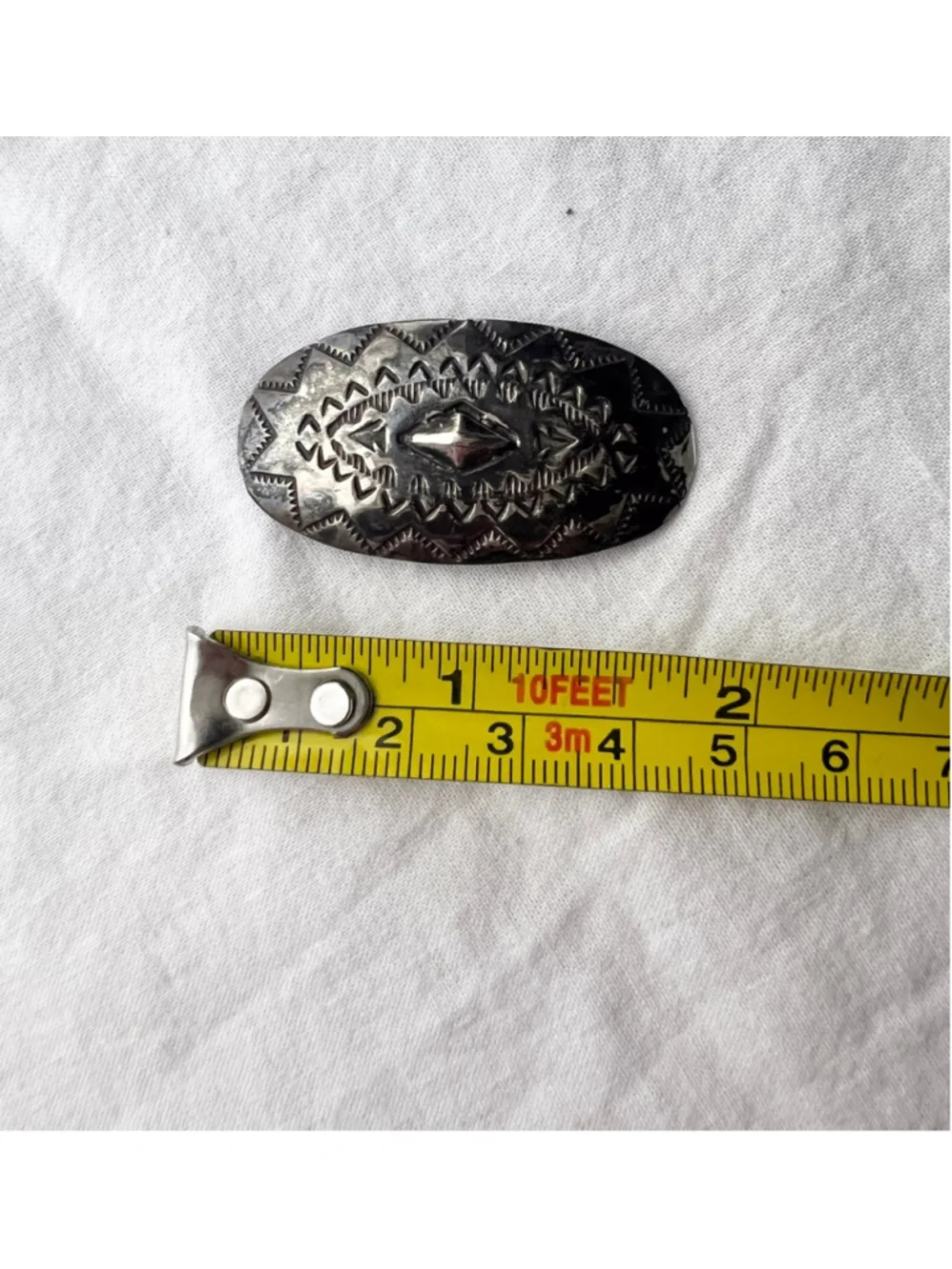 VINTAGE NAVAJO STERLING 15 DEEP STAMPED CONCHO BELT & BUCKLE 135g SILVER